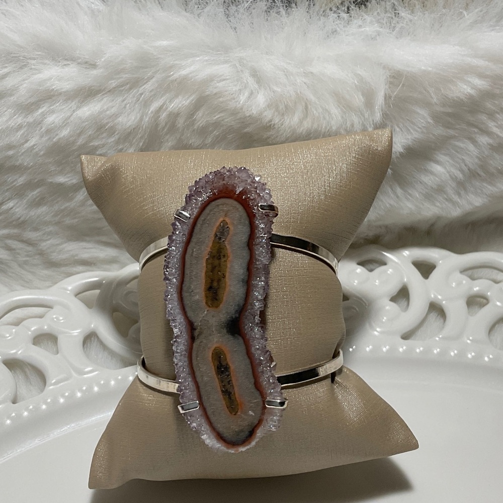Silver Geode Cuff Bracelet - Picture 3 of 9